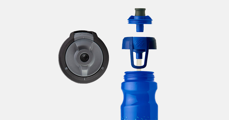 The Halex Bike bottle has a built-in straw allowing you to drink the entire bottle vertically. No need to tip the bottle back.